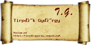 Tirpák György névjegykártya