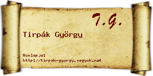 Tirpák György névjegykártya